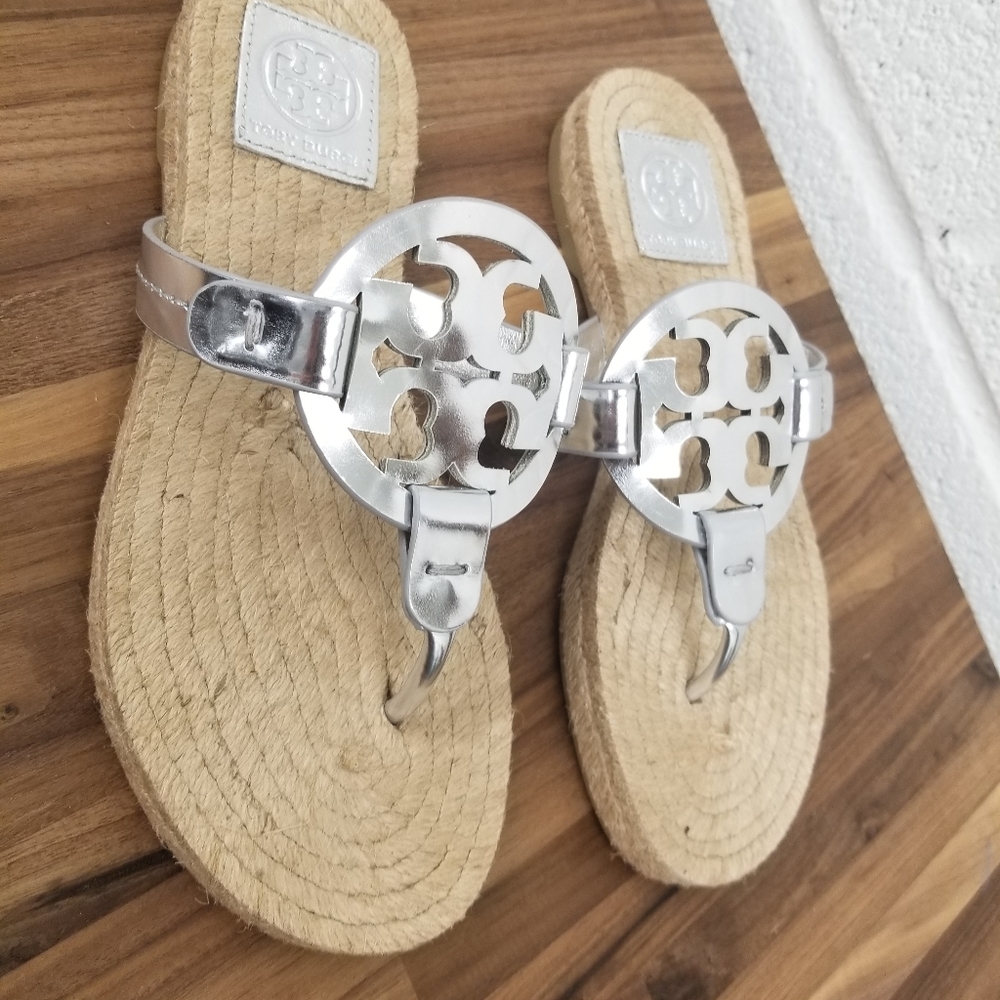 tory burch miller espadrille sandals mirror metall